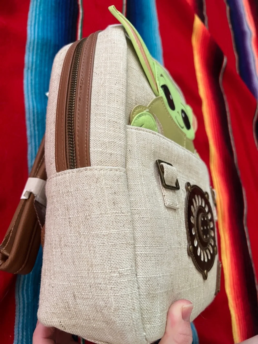 Loungefly Beige Star Wars The Child Kids backpack Bag with Green Accents